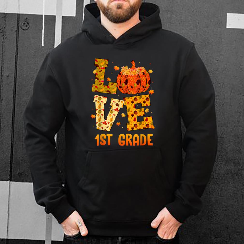 Official Thankful LOVE 1st Grade Teacher Thanksgiving Gift Pumpkin shirt