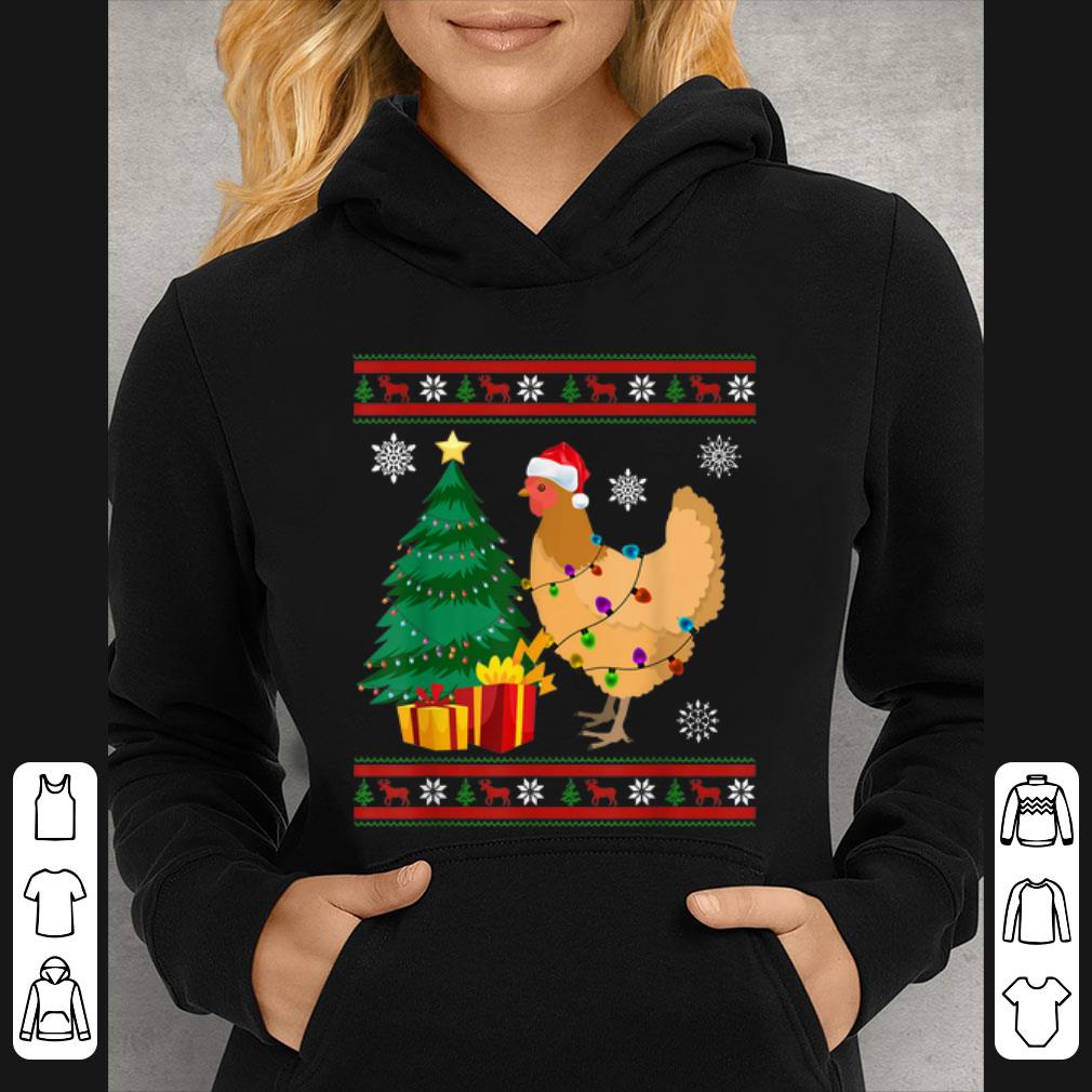 Pretty Chicken Christmas Sweater Decorations Santa Hat Xmas Lights shirt