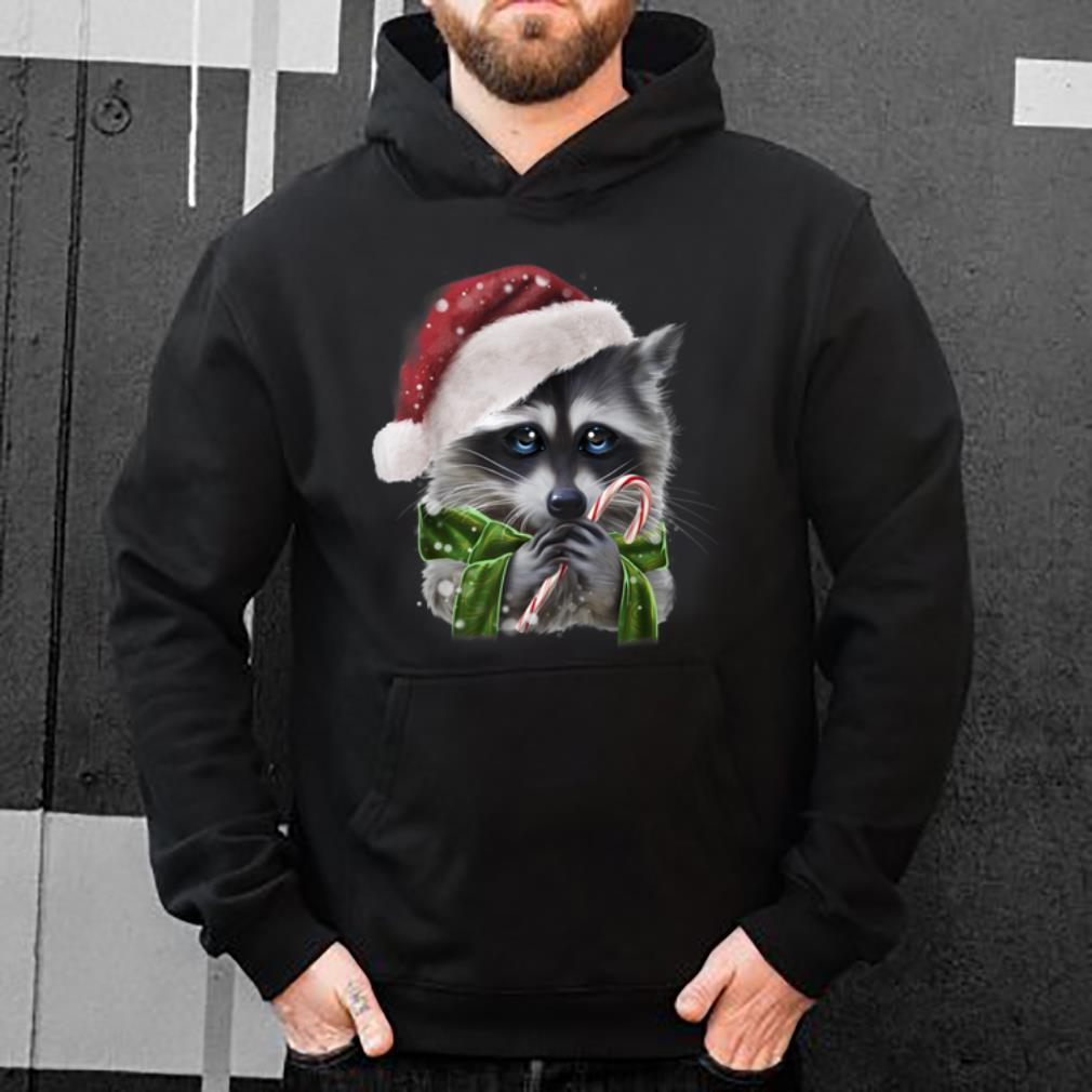 Pretty Christmas Raccoon With Candy Cane Graphic shirt