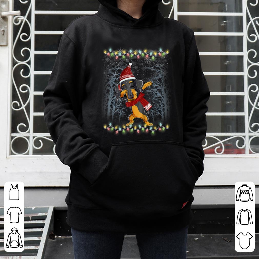 Pretty Funny Dabbing Dachshund Santa Hat Christmas Gift shirt