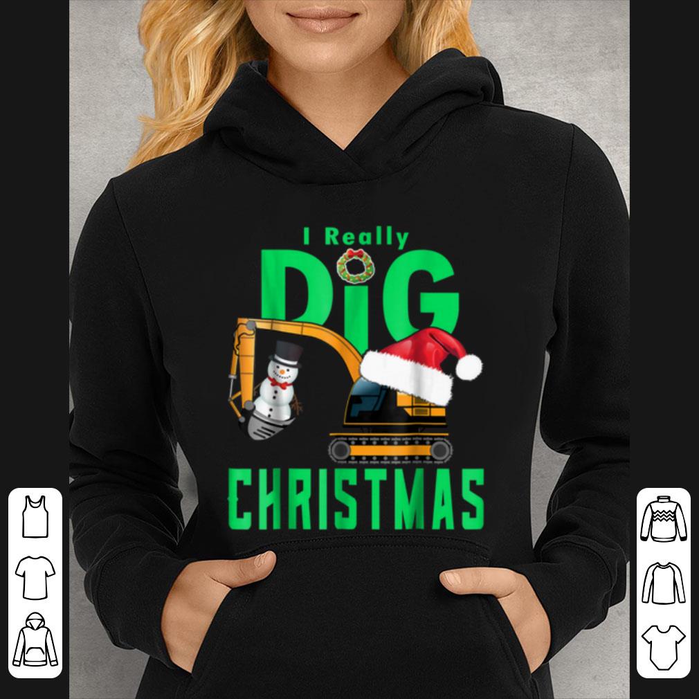 Pretty Mens Excavator Construction I Really Dig Christmas Santa shirt