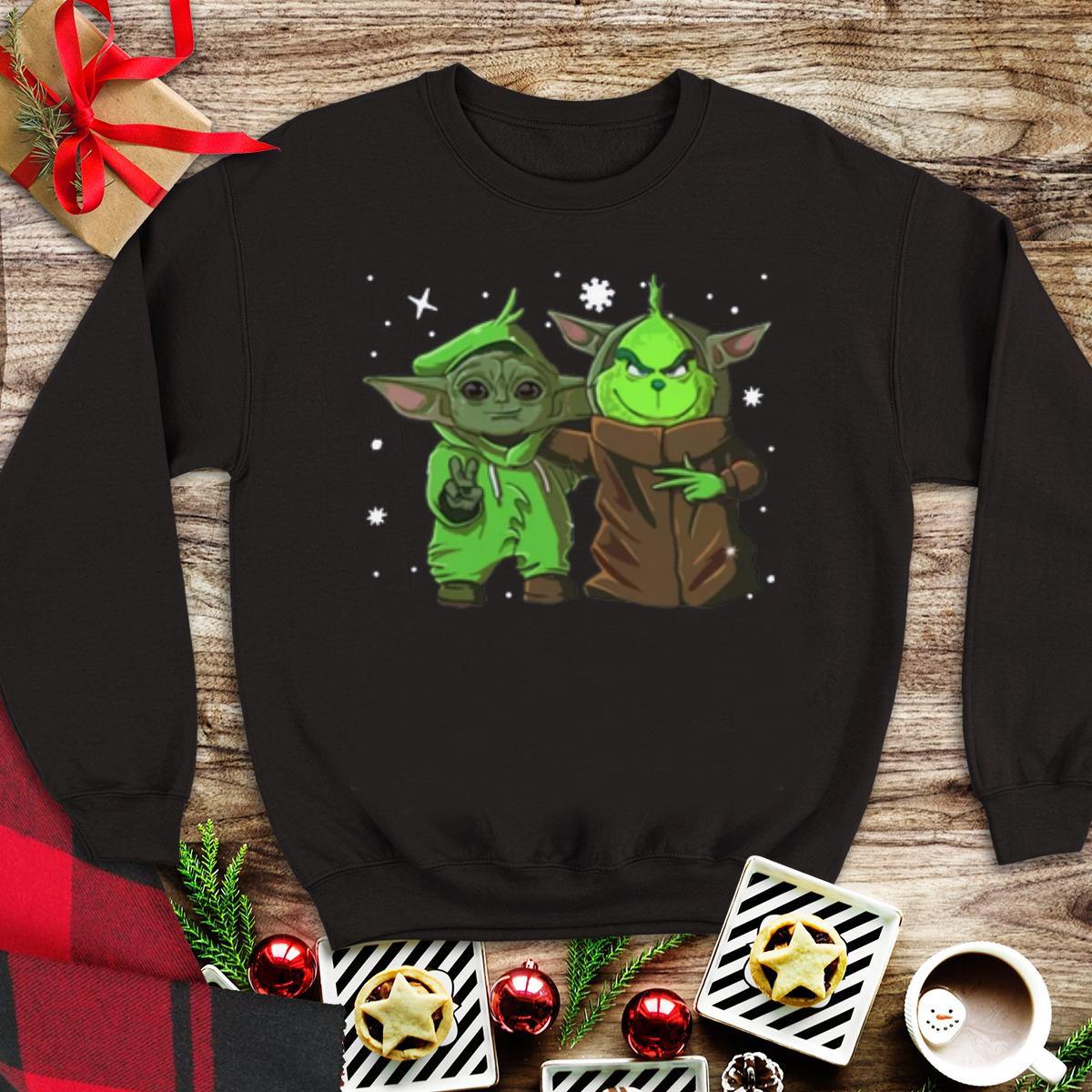 Awesome Baby Yoda And Baby Grinch Christmas sweater Awesome Baby Yoda And Baby Grinch Christmas sweater