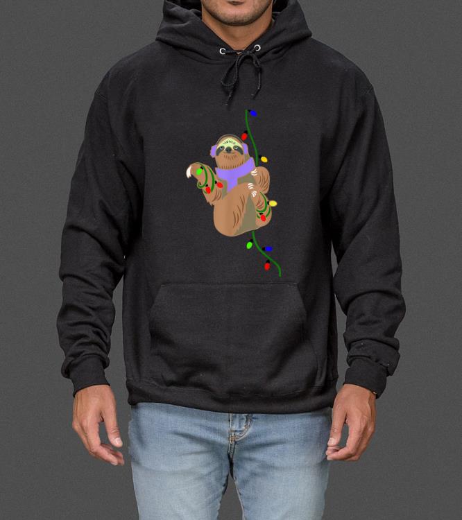 Awesome Christmas Sloth Hanging on Christmas Lights sweater