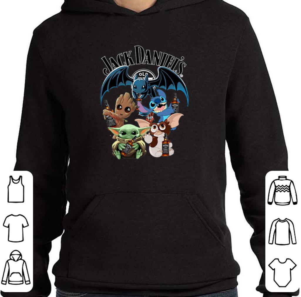 Jack Daniel's Baby Yoda Baby Groot and Toothless Stitch Gizmo shirt