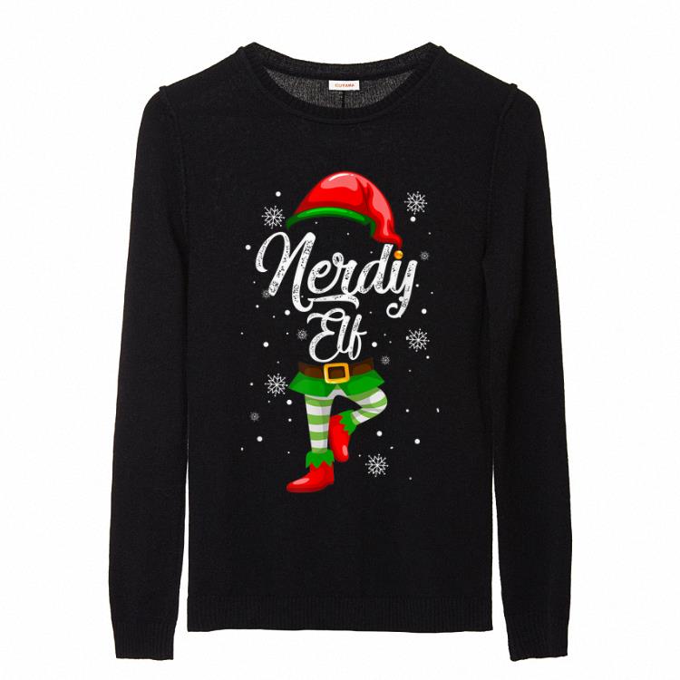 Nice Nerdy Elf Funny Christmas Costume Pajamas Elves Gift sweater