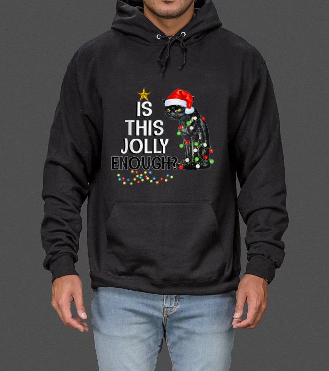 Official Is This-Jolly-Enough-Black Funny-Cat Santa Hat Christmas Tee sweater