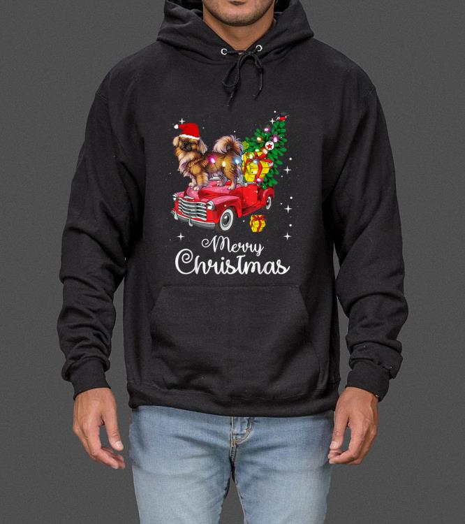 Pekingese Rides Red Truck Christmas Pajama sweater