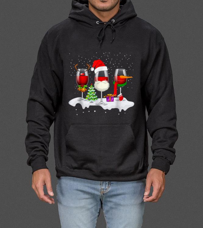 Premium Three Glasses of Red Wine Santa Hat Christmas sweater