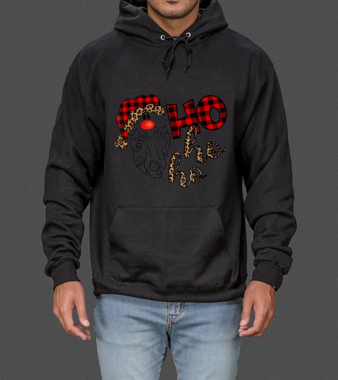 Pretty Ho Ho Ho Funny Santa Buffalo Plaid Leopard Xmas Christmas sweater