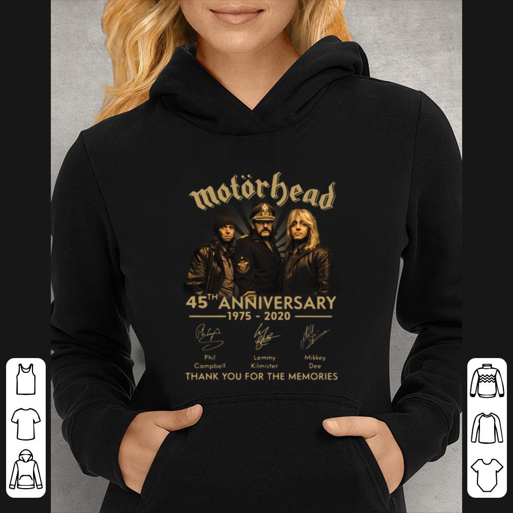 Top Motorhead 45th anniversary 1975-2020 signatures thank you for the memories shirt