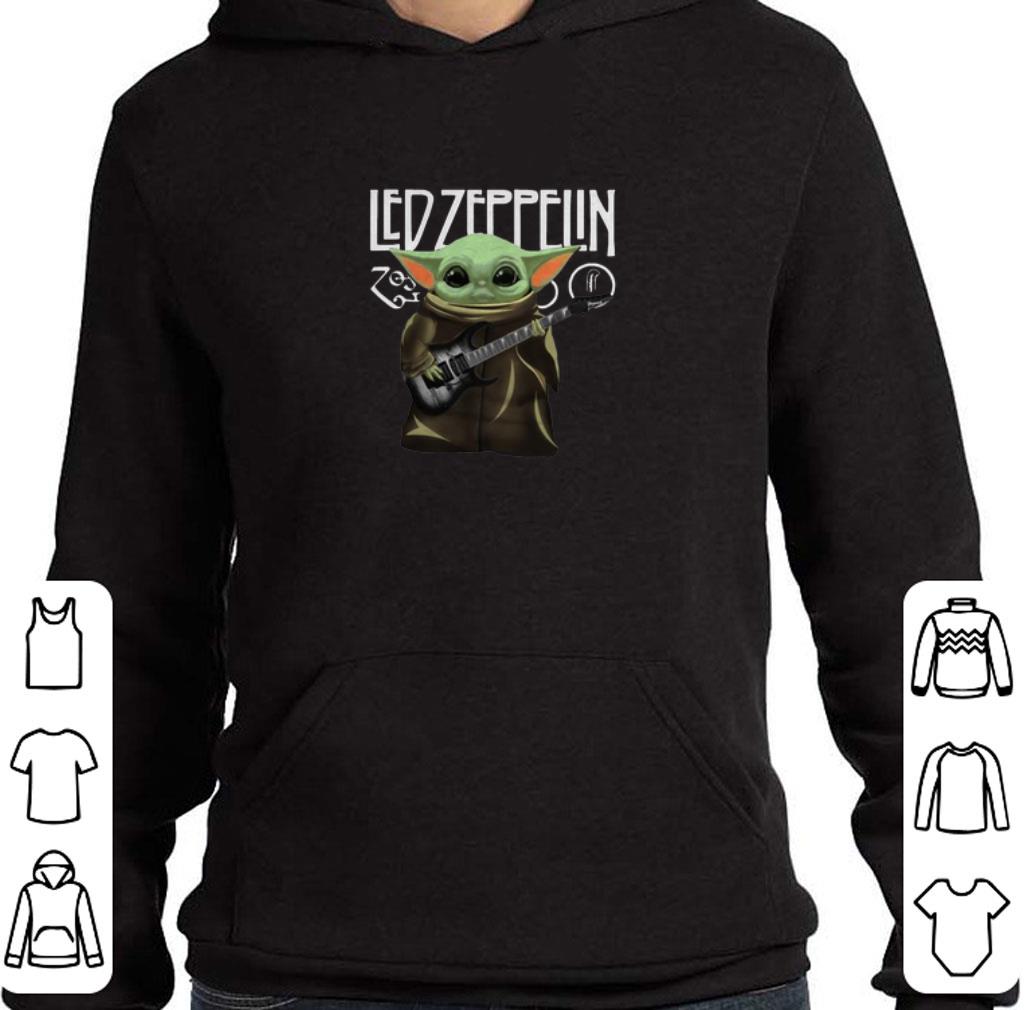 Baby Yoda play Led Zeppelin guitar Star Wars shirt