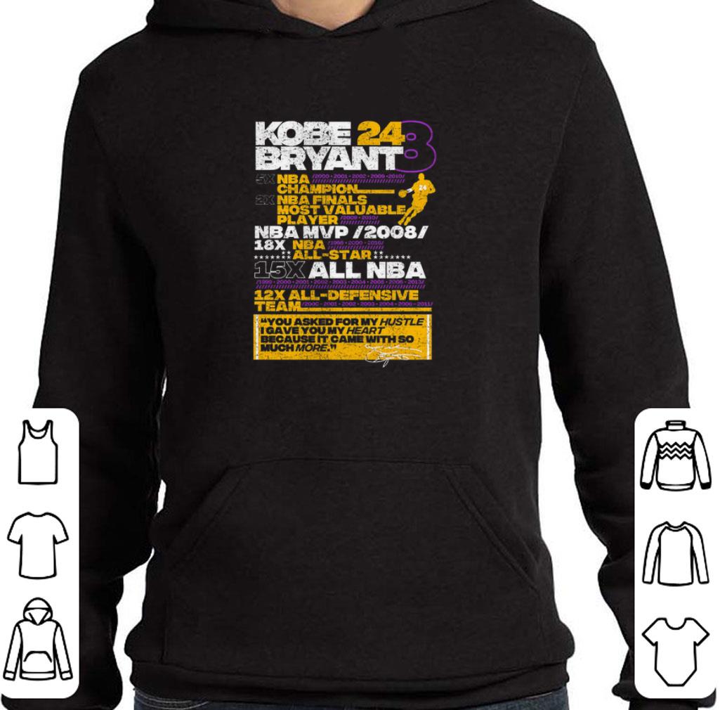 Nice Kobe Bryant 24 8 5X NBA Champion 2X NBA Finals Most Valuable shirt