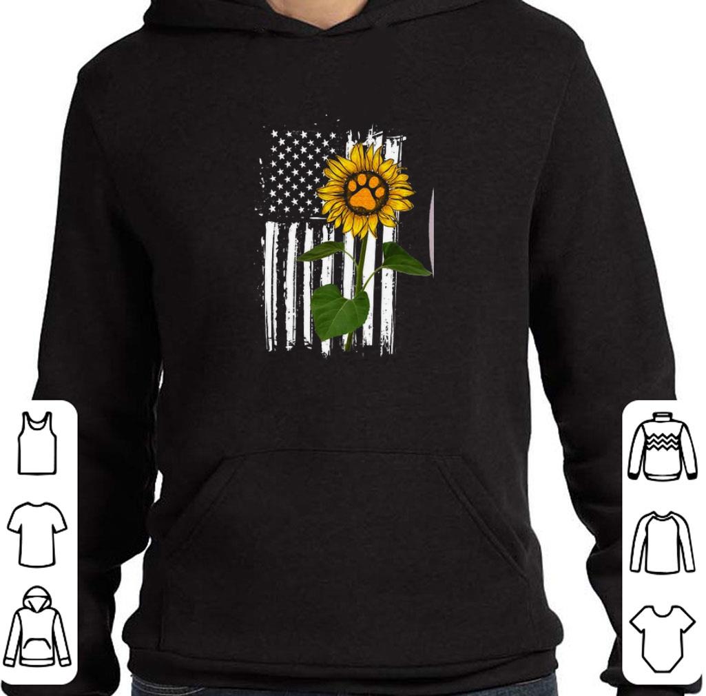 Top america flag sunflower paw dog shirt