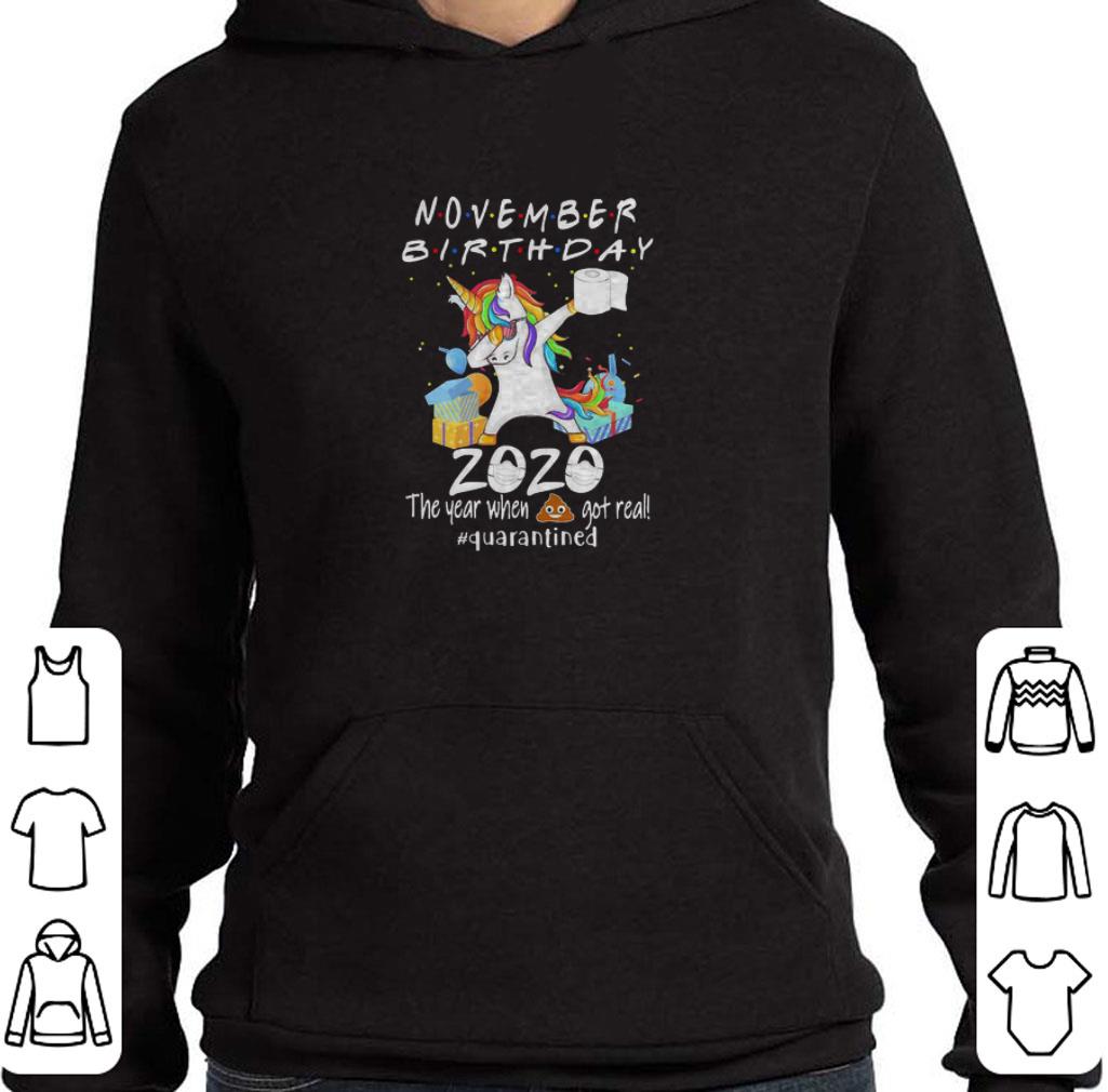 Awesome Dabbing Unicorn November birthday 2020 quarantined Coronavirus shirt
