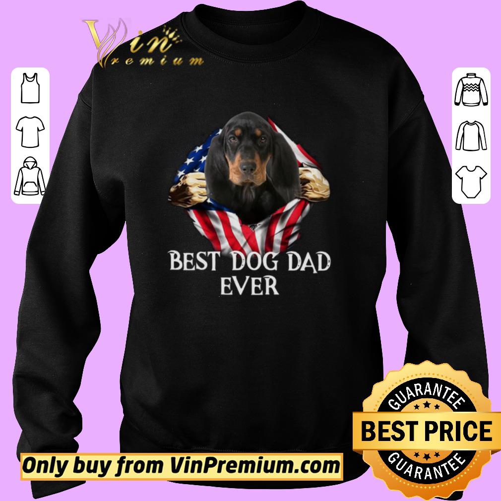 Awesome Blood Inside Me Black and Tan Coonhound Dog American Flag Best Dog Dad Ever shirt