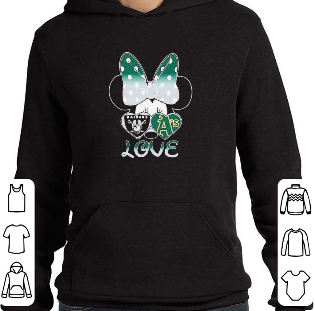 Original Minnie Mouse Oakland Raiders And Oakland Athletics Love Hearts shirt