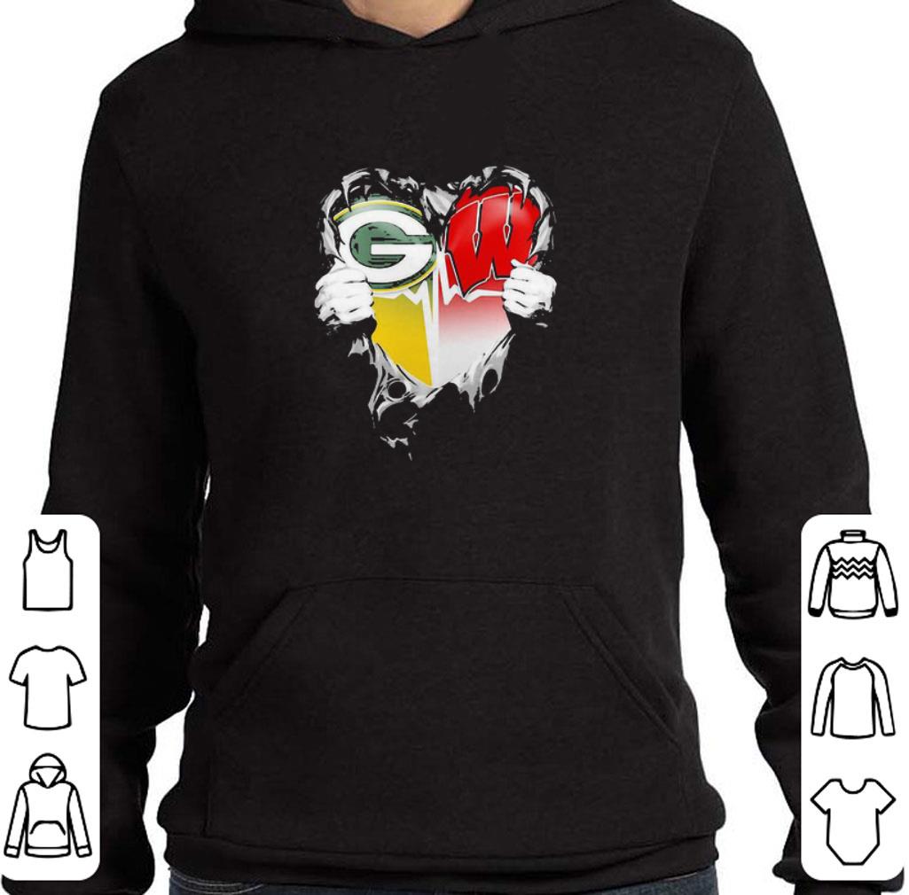 Awesome Insides Me Green Bay Packers And Wisconsin Badgers Heartbeat shirt