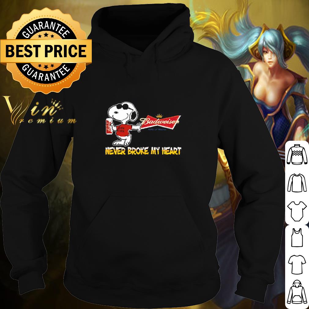 Top Snoopy Never Broke My Heart Budweiser Beer shirt