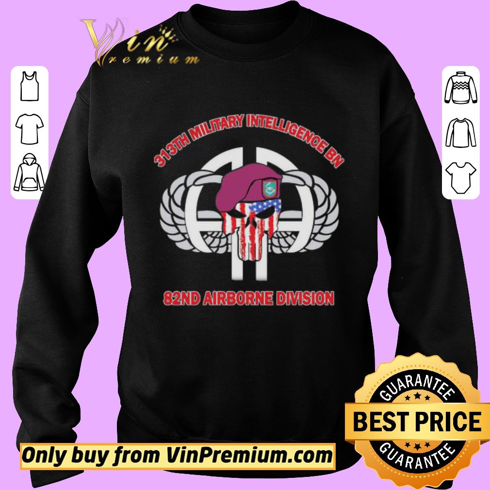 Hot Skull veteran 313th military intelligence bn 82nd airborne division american flag independence day shirt