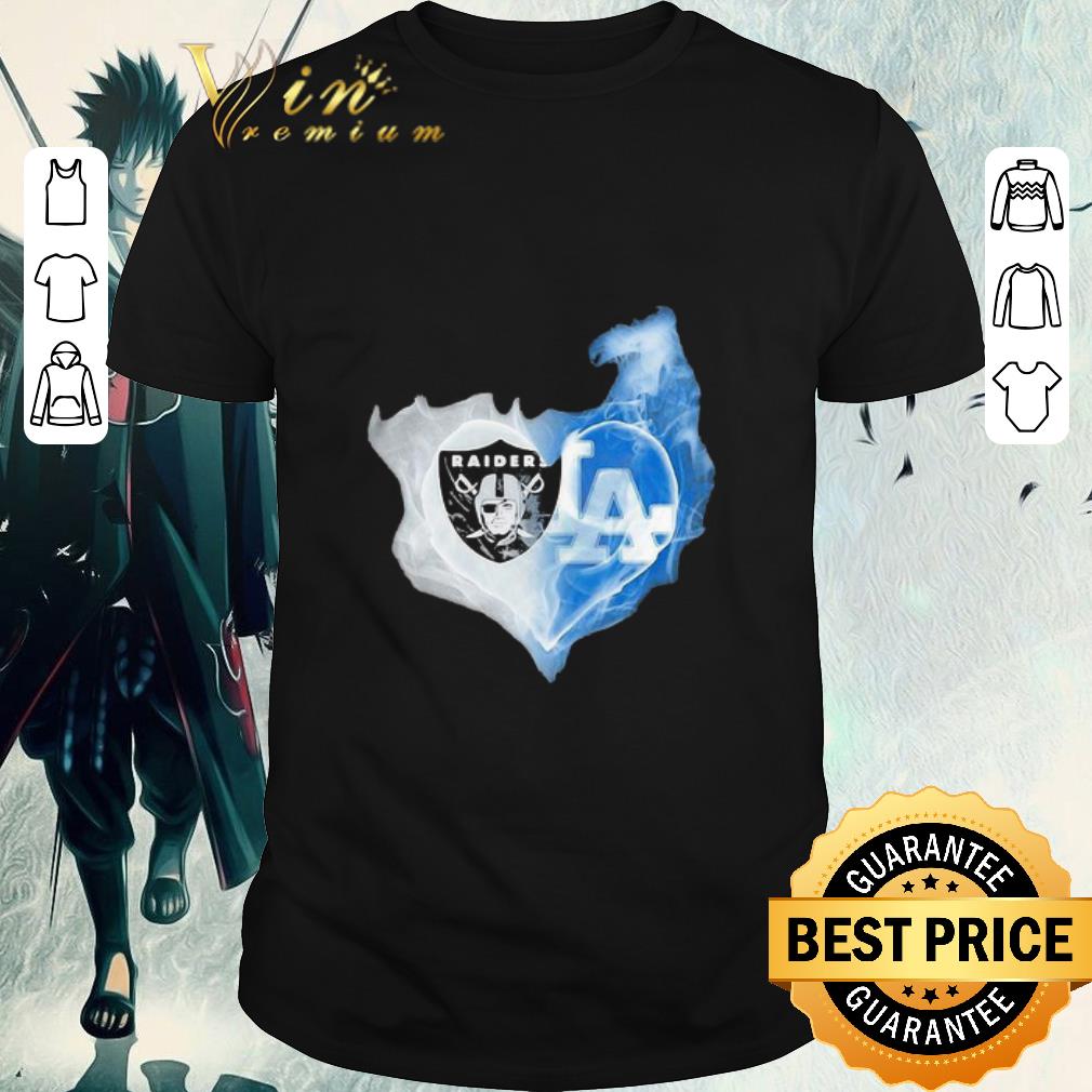 Pretty Logo Oakland Raiders And Los Angeles Dodgers Heart Smoke shirt