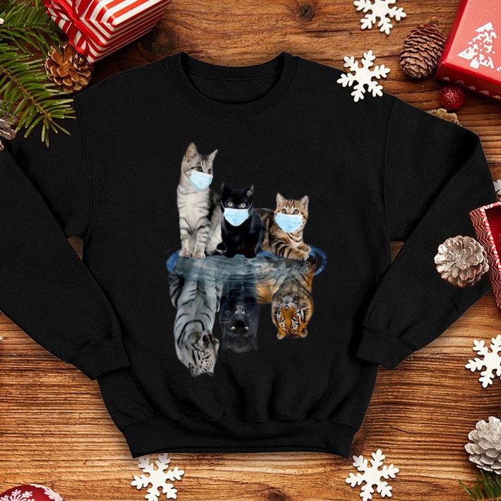 Cats Face Mask Water Reflection Tigers shirt