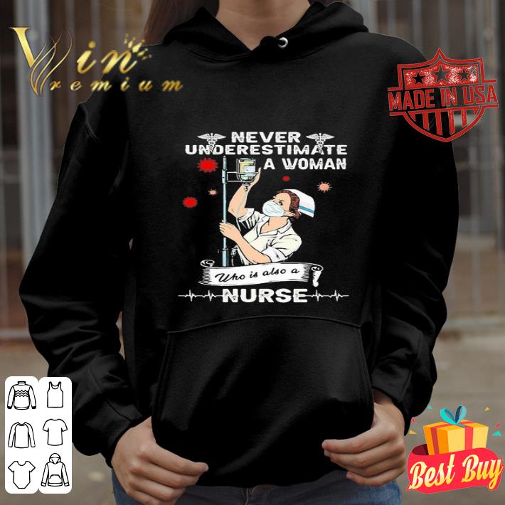 Never underestimate a woman who is also a nurse Coronavirus shirt