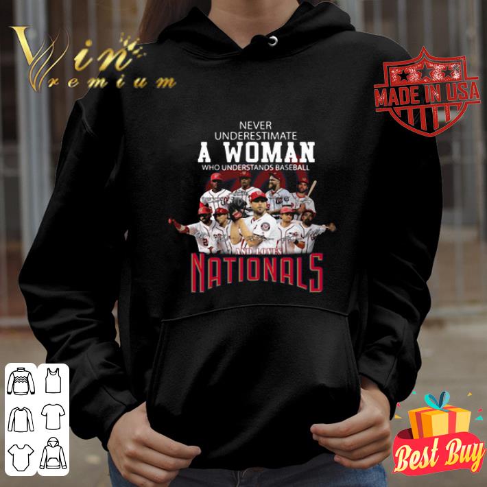 Never underestimate a woman who understands Washington Nationals shirt
