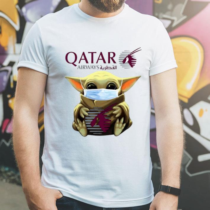 Star Wars Baby Yoda Mask Hug Qatar Airways shirt