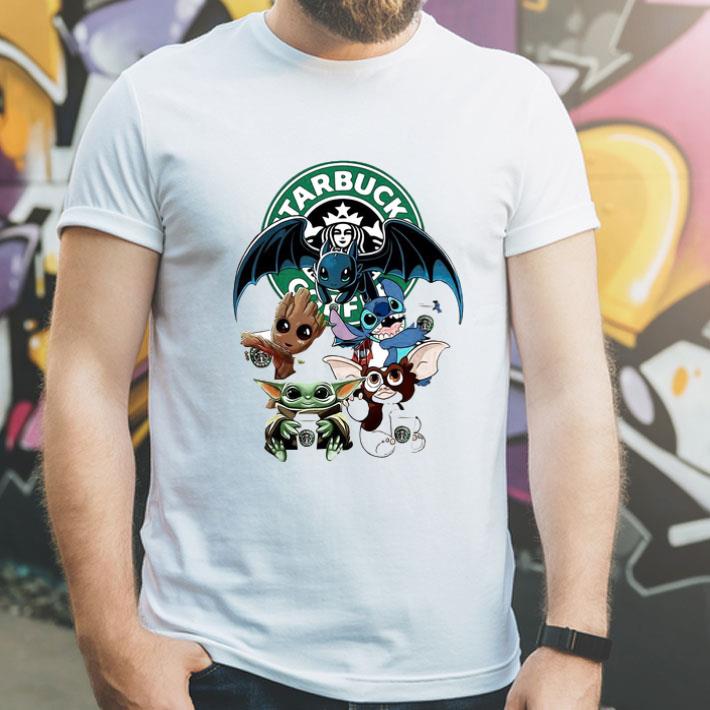 Starbucks Coffee Baby Yoda Groot Stitch Toothless And Gremlins shirt