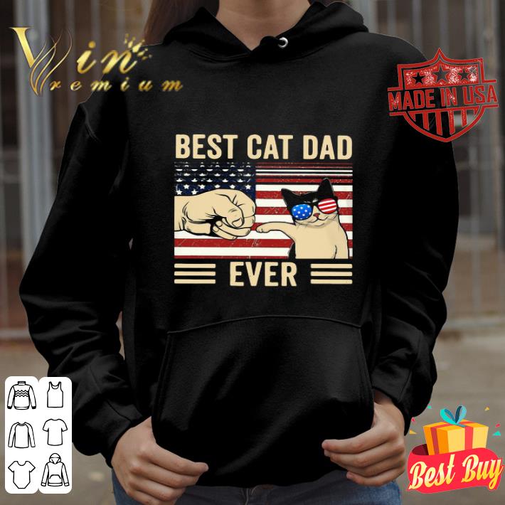 Vintage Best Cat Dad Ever American Flag Father's Day shirt