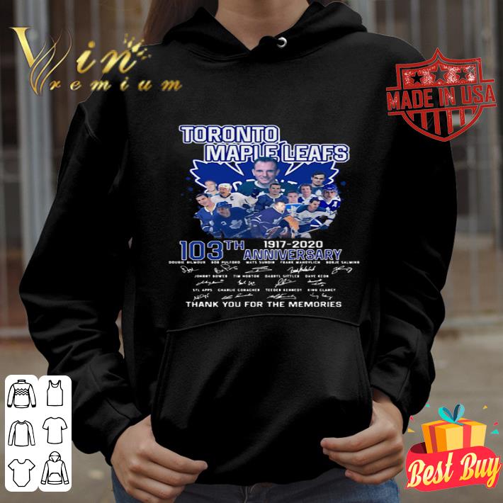 Logo Toronto Maple Leafs 103th anniversary 1917-2020 signatures shirt
