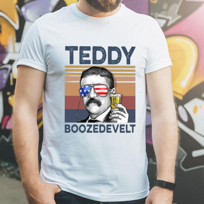 Vintage Teddy Boozedevelt Drinking Beer American Flag shirt