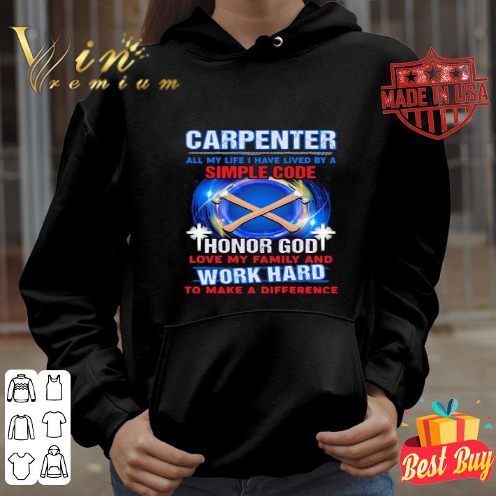 Carpenter all my life i have lived by a simple code honor god shirt