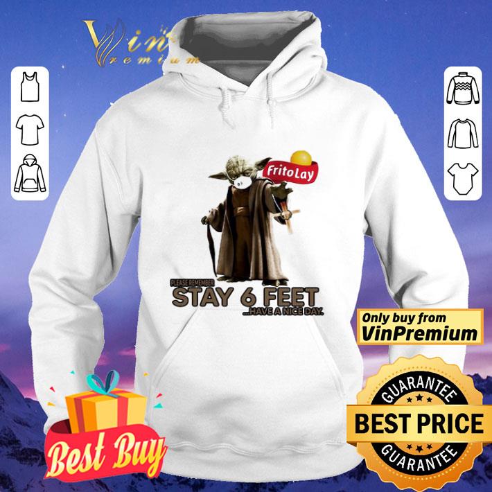 Master yoda mask frito lay please remember stay 6 feet have a nice day jesus shirt
