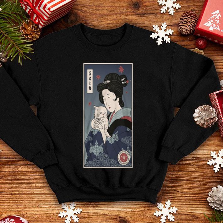Geisha Hug Cat Japanese shirt 1 Geisha Hug Cat Japanese shirt