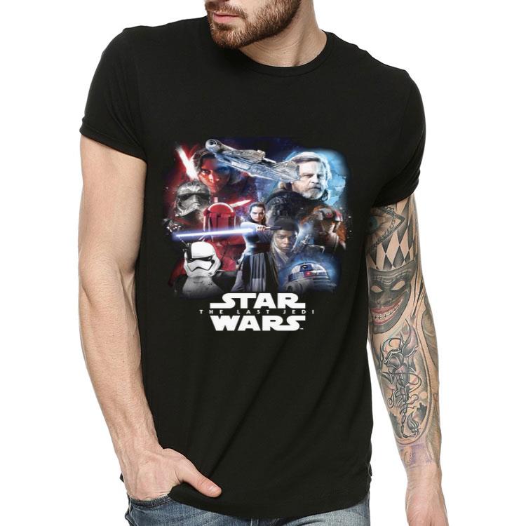 Star Wars The Last Jedi Group Shot Rey Faded Portrait Shirt
