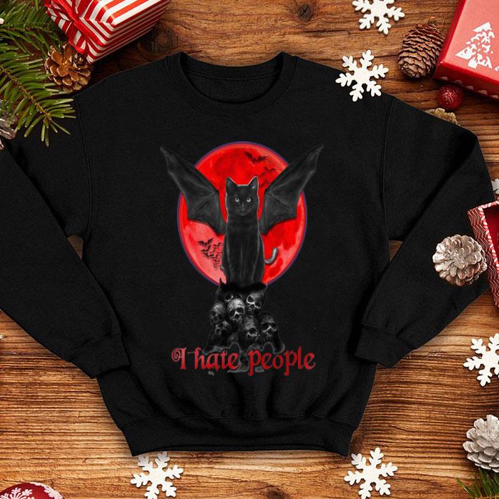 Bat And Black Cat Blood Moon Skull I Hate People shirt 12 Bat And Black Cat Blood Moon Skull I Hate People shirt