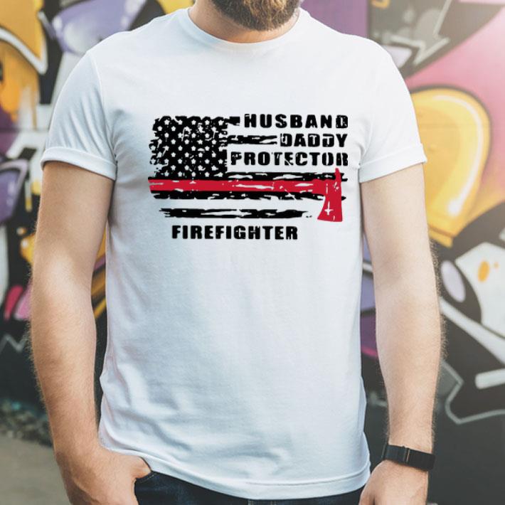 Husband Daddy Protector Firefighter American Flag shirt