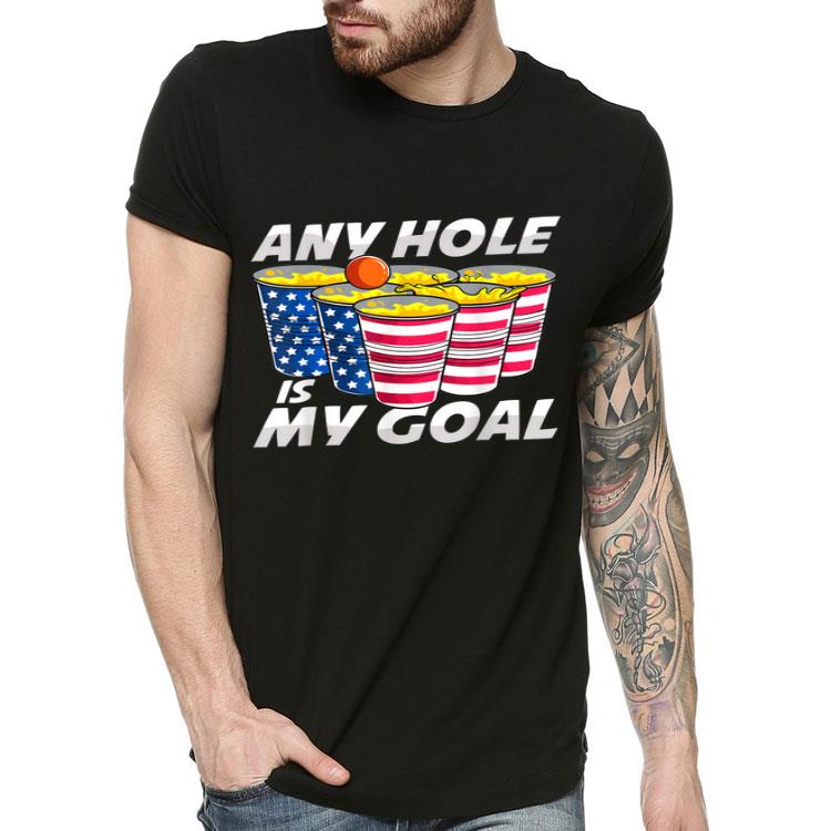 Any Hole Is My Goal Beer Pong America USA Flag 4th Of July Shirt