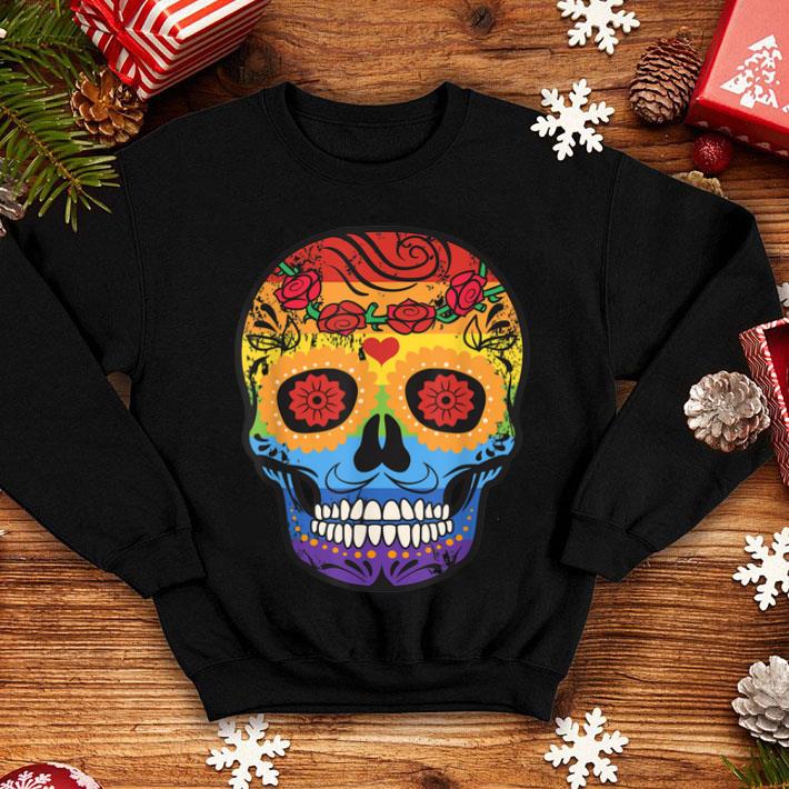 Rainbow Sugar Skull Lgbt Gay Pride Day Of The Dead Shirt