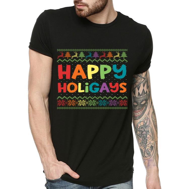 62e180ab gay christmas lgbt happy holigays rainbow party shirt 4 - Gay Christmas LGBT Happy Holigays Rainbow Party Shirt