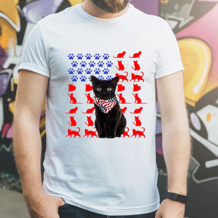 Black Cat American Flag Independence Day shirt
