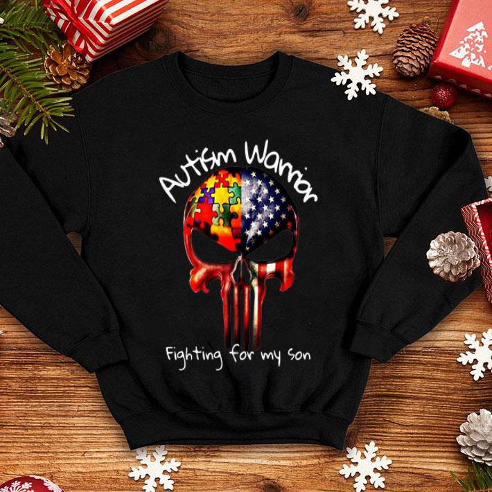 Autism Warrior Fighting For My Son American Flag Punisher shirt