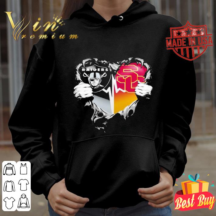 8919f439 inside me oakland raiders and usc trojans heartbeat shirt 4 - Inside Me Oakland Raiders And USC Trojans Heartbeat shirt