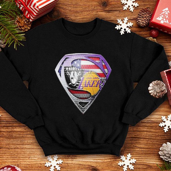 Superman American Flag Oakland Raiders And Los Angeles Lakers shirt
