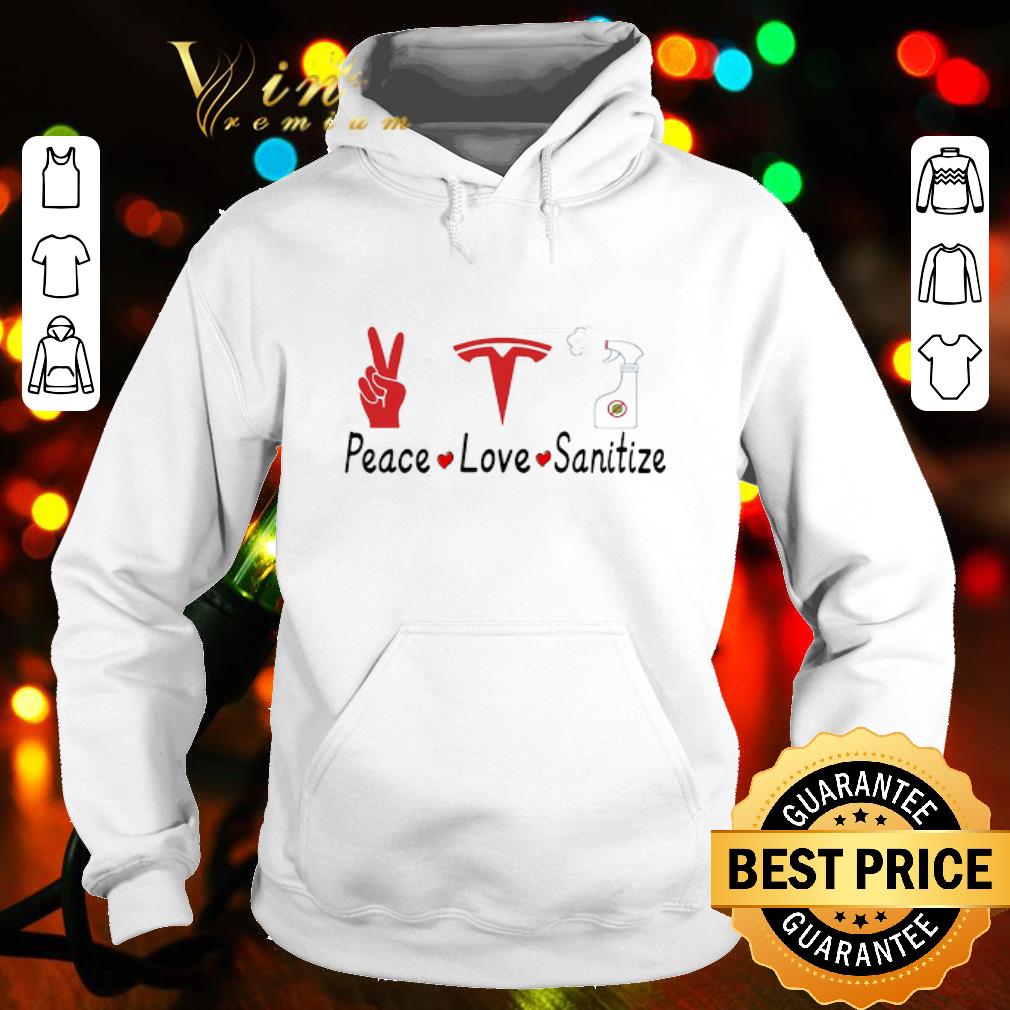 Tesla Gigafactory Peace Love Sanitize Coronavirus shirt