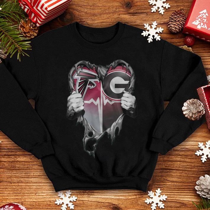 Atlanta Falcons And Georgia Bulldog Blood Inside Me Heart shirt