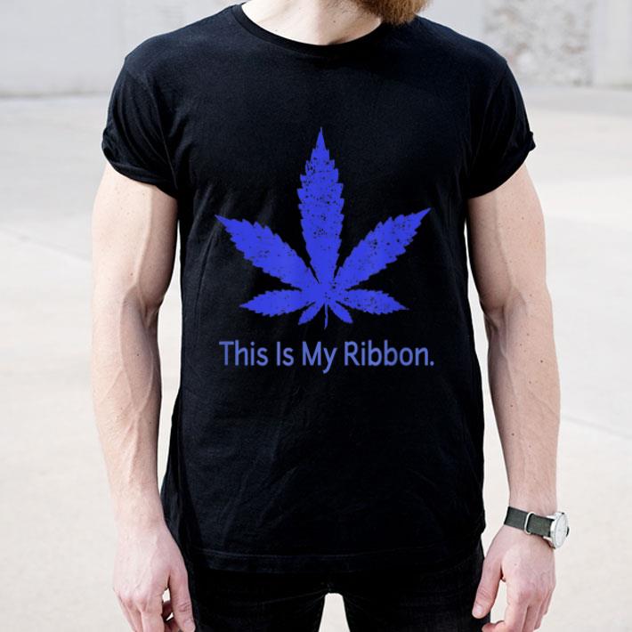 Blue Ribbon Colon Cancer Cannabis Leaf Marijuana Medical Shirt 8 Blue Ribbon Colon Cancer Cannabis Leaf Marijuana Medical Shirt