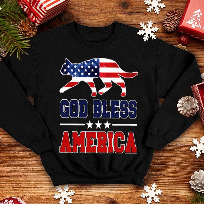 Cat God Bless America American Flag Independence Day shirt