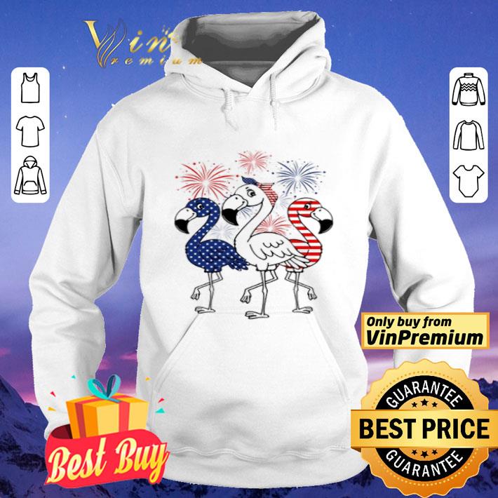 Flamingo 4th of July independence day American flag fireworks shirt